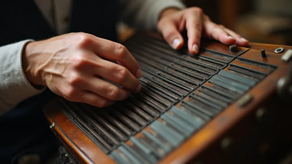 Accordion craftsman aligning reeds