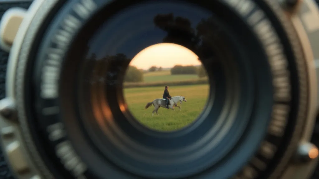 Landscape seen through a vintage camera viewfinder