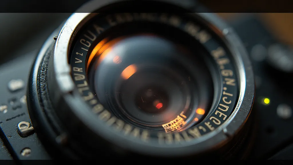 Close-up of vintage camera viewfinder mechanics