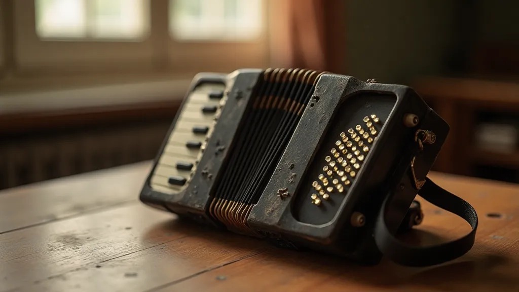 Vintage accordion on a table