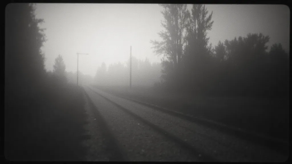 Scene viewed through the lens of a vintage camera